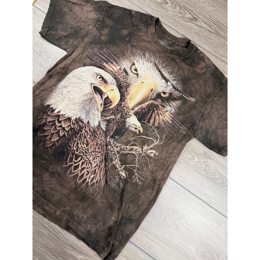 The Mountain Mens T-Shirt Eagle Graphic Tie Dye Brown Large